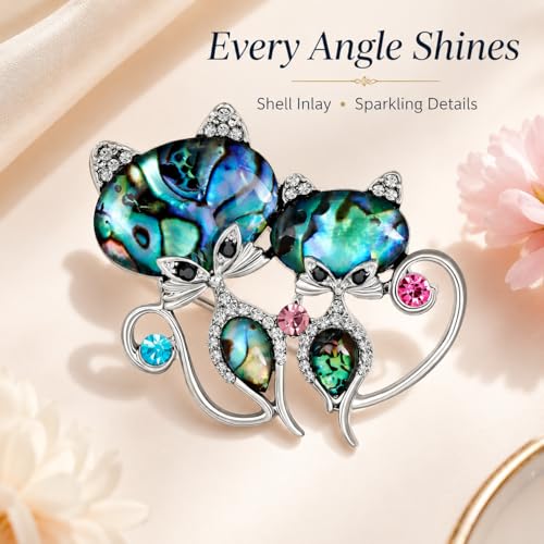Image of Animal Brooch for Women Zirconia Rhinestone Abalone Shell Animal Lapel Pin Christmas Birthday Holiday Gift for Wife Mother Girlfriend Daughter