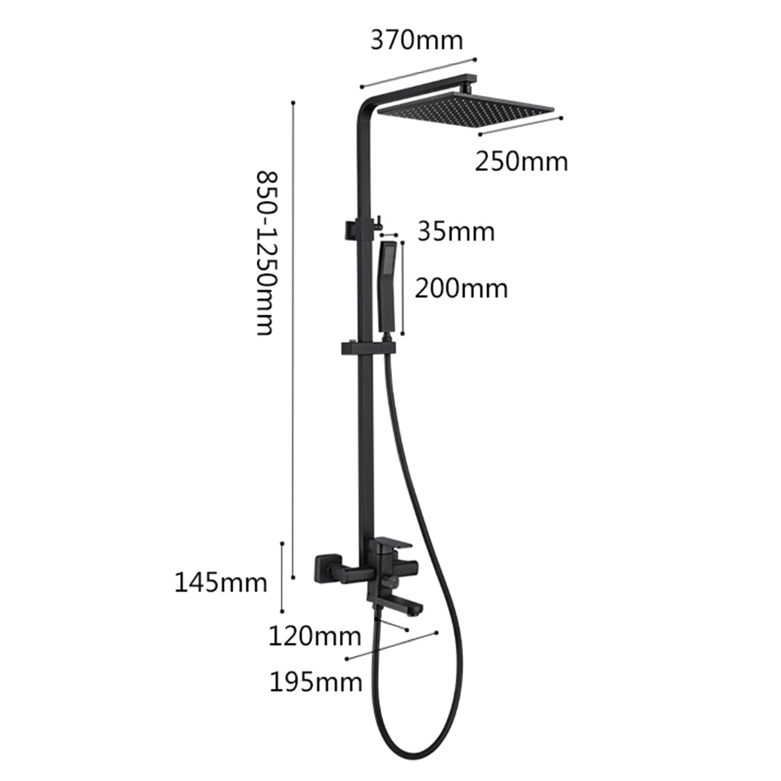 BiaoTeng Set Doccia con Soffione e Doccetta e Miscelatore, Colonna Doccia da Muro con Miscelatore Ottone, Kit Doccia con Soffione e Doccetta Miscelatore Nero