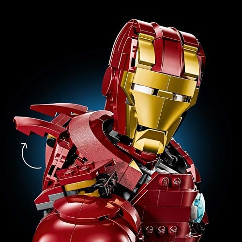 LEGO | Marvel Iron Man MK4 Büstü 76327, Yetişkin Kadınlar ve Erkekler için Baskılı Bir İsim Levhası ve Çıkarılabilir Iron Man Minifigürü İçeren Koleksiyonluk Model Yapım Seti, Hediye Fikri (436 Parça) - Görsel 5
