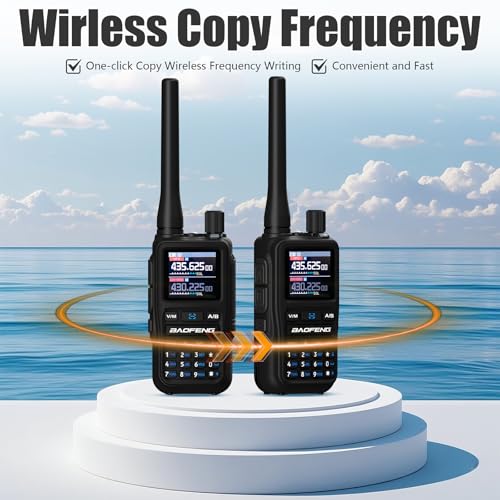 Image of BAOFENG UV-5R Mini Two Way Radio BF-5R Mini Walkie Talkie Wireless Power Adjustable Tiny Size Frequency Copy 999 Channels Type-C Four Colors Portable Ham with 771 Antenna and Headset(2 Pack) (Black)