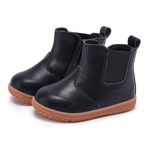 BMCiTYBM Baby Girls Boys Boots High Top First Walking Shoes Black Size 6-12 Months Infant