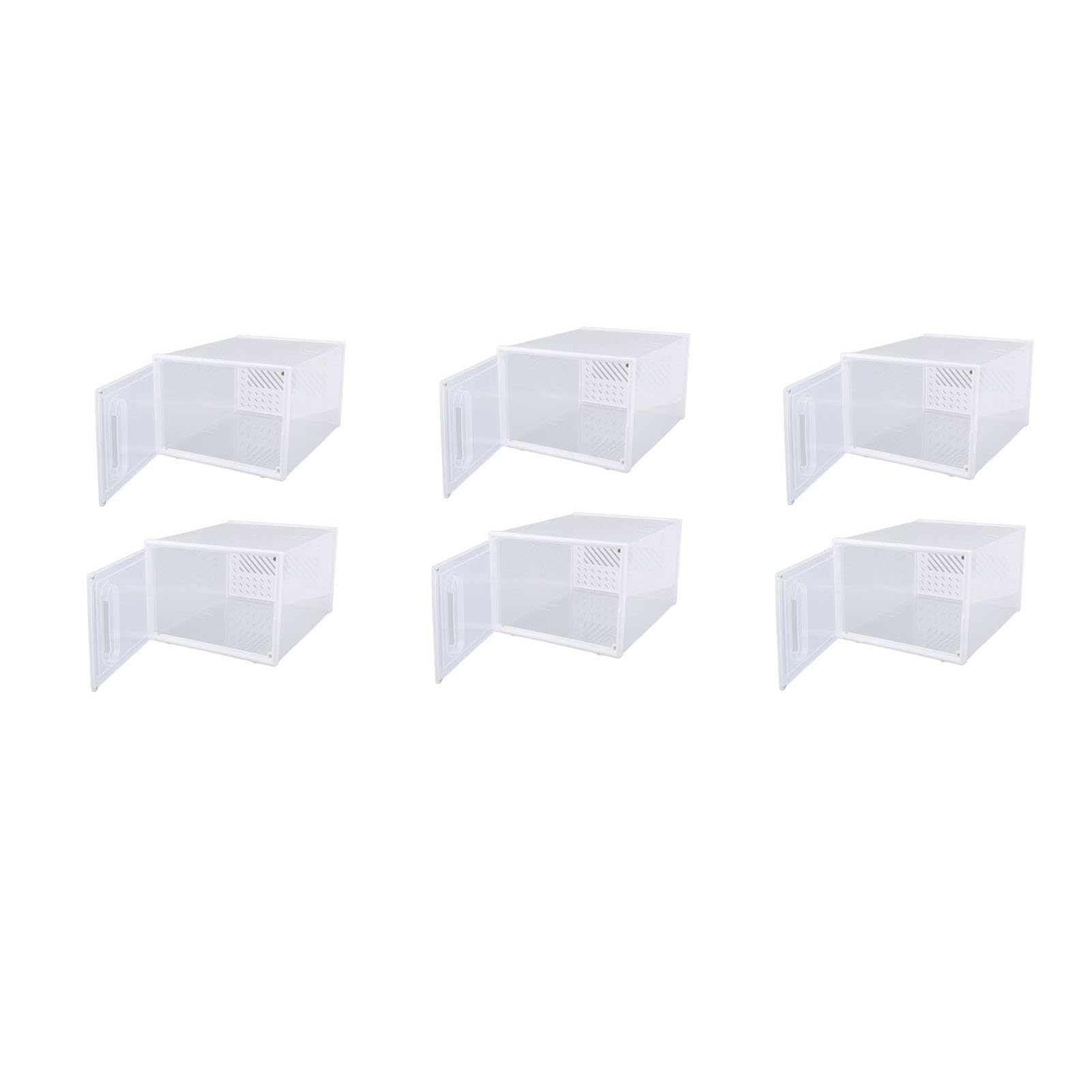 GOWENIC Cajas de Almacenamiento de Zapatos Apilables Transparentes para Zapatos, Organizadores Grandes para Armario de Entrada, Diseño Ventilado para Mujeres y Hombres, Blanco 13.19x9.84x7.28in