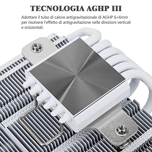 TR AXP120-X67 White ARGB Niskoprofilowy wentylator procesora PWM TL-C12015W-S 120 mm, 6 rur cieplnych, wysokość 67 mm, do AMD AM4 AM5/Intel