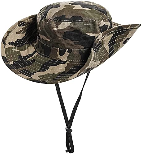 Boys Camo Sun-Bucket-Hat Summer Outdoor Safari Fishing-Hat Boonie-Cap for Big Kids 2-14Yrs3