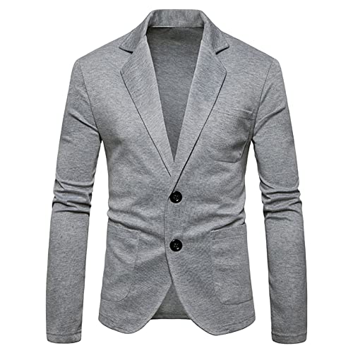 Men's Casual 2-Button Sport Coats Lightweight Slim Fit Cotton Suit Blazer Stylish Single Breasted Party Jackets (Light Grey,Medium)