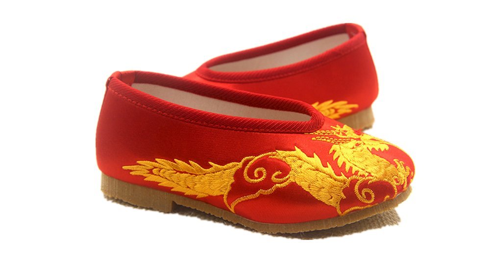 Tianrui Crown Boy's Embroidery Loafer Shoes Kid's Cute Flat Shoe Red