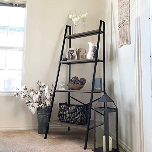 Blissun 4 Tiers Ladder Shelf, Vintage Bookshelf, Storage Rack Shelf for Office, Bathroom, Living Room