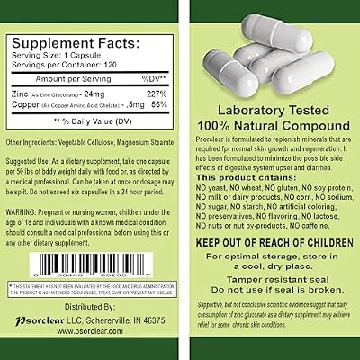 Psorclear-Psoriasis & Eczema Relief | A Proven Effective and All-Natural Product for Psoriasis Eczema & Rosacea Relief that Works - Rated One of the Best (120 Count Bottle)