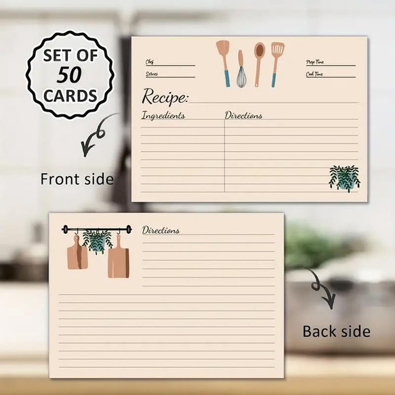 Kqcibz Recipe Cards Set Kit 4X6Inches of 100 Double Sided Thick Cardstock Blank Recipe Cards Set for Mom, Sister, Daughter, Friend