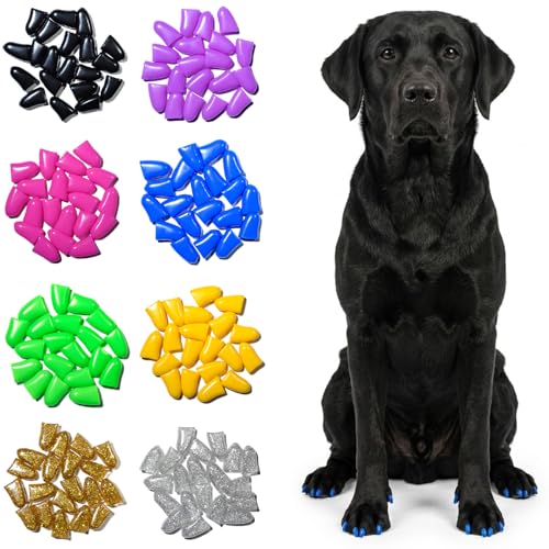 zetpo Dog Nail Caps & Claw Caps (100 pcs) - Anti Slip Dog Toe Grips & Covers for Hard Floors - Instant Traction & Mobility Support for Senior Dogs - Stops Scratches & Reduces Floor Noise (XL)