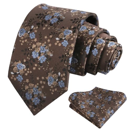 Image of Alizeal Mens 3.15inches Delicate Floral Tie with Small Flower Printed Handkerchief Set