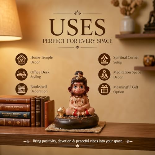 Image of ZAICUS Baby Hanuman Idol for Home Decor | Cute Bal Hanuman Statue for Car Dashboard, Home Temple, Office Desk & Spiritual Gift Item