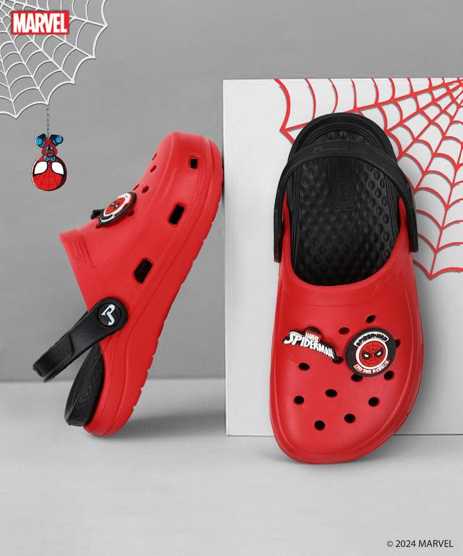 Image of PARAGON Marvel Spiderman EVMK8013K Kids' Casual Clogs | Stylish Clogs for Kids with Durable Sole, Cushioned Foot Support & Sturdy Build | Ideal for Outdoor Use