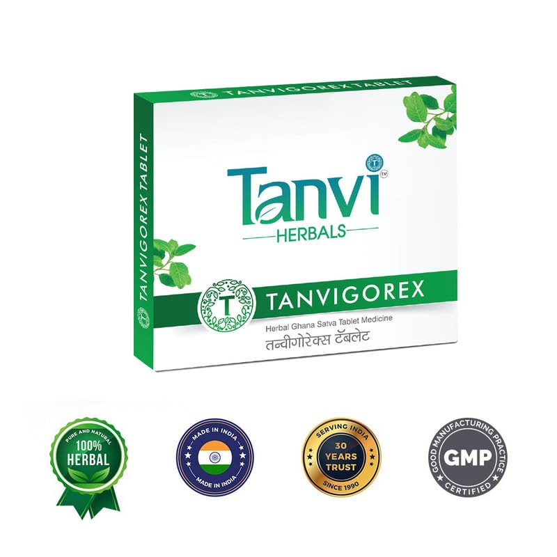Tanvi Herbals-Tanvi Essential Unisex Tanvigorex Tablets | Natural material wellness supplement herbal herbal daily health energy and tonic for weakness - pack of 6. 30 x 6 | 180 tabs Tanvi Herbals-Tanvi Essential Unisex Tanvigorex Tablets | Natural material wellness supplement herbal herbal daily health energy and tonic for weakness - pack of 6. 30 x 6 | 180 tabs