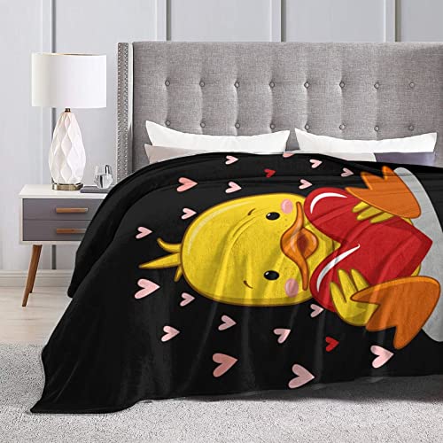 Perinsto Niedliche Ente mit Herz-Überwurfdecke, ultraweich, warm, für alle Jahreszeiten, dekorative Fleece-Decken für Bett, Stuhl, Auto… – Ansicht 5