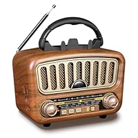 Retro Radio mit Bluetooth 5.0, AM/FM/SW Nostalgie Radio Klein mit 5-W-Lautsprecher, Unterstützt USB/TF/AUX Funktion, Tragbar Küchenradio für Zuhause Büro Outdoor