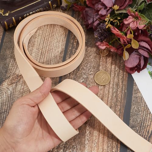 39.37 to 49.21 Inch Female Leisure DIY Belt 0.94 Inch Full Grain Strip Strap Waistband Unfinished Cowhide Leather Belt Soloid Color Genuine Leather Strap for Men Women Outfits Crafting3