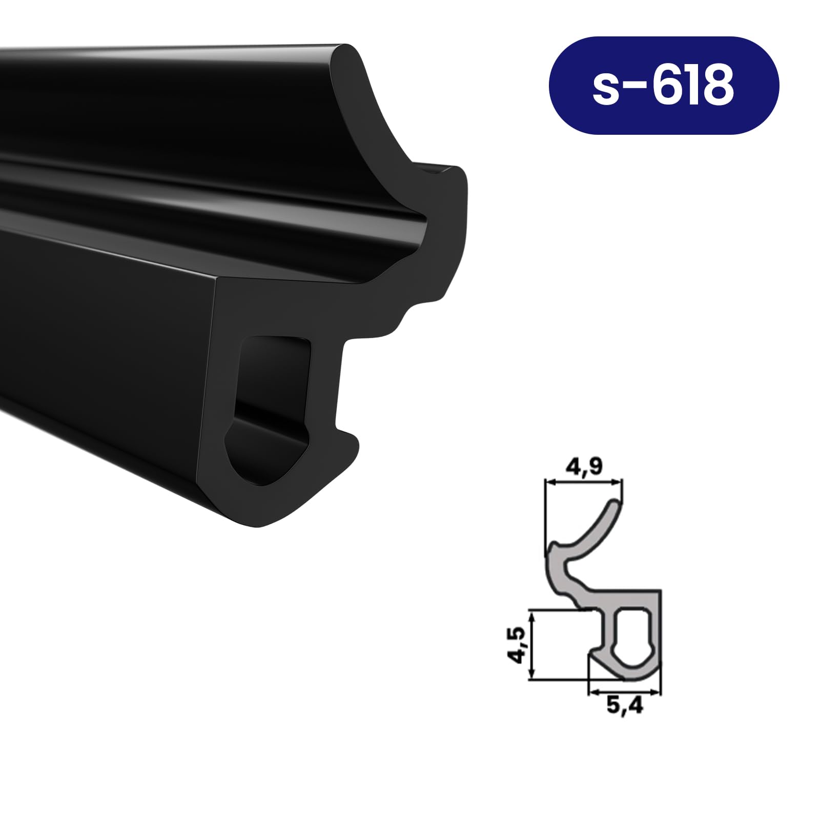 DQ-PP Guarnizione per finestre, colore nero, 25 m, S-618, per finestre KBE in PVC, per finestre in plastica, per profili e porte