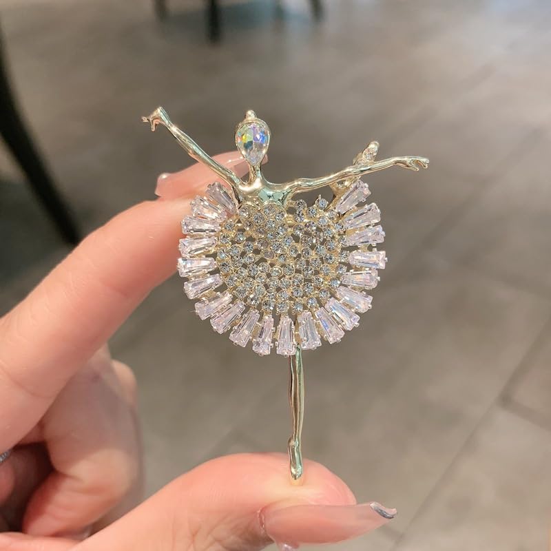 Image of 2 Pieces Fashion Ballerina&Violin&Cherry Blossom&Pipa&Peony Flower Brooch Woman High-end Artistic Temperament Pin Personality Cute Suit Coat With Accessories