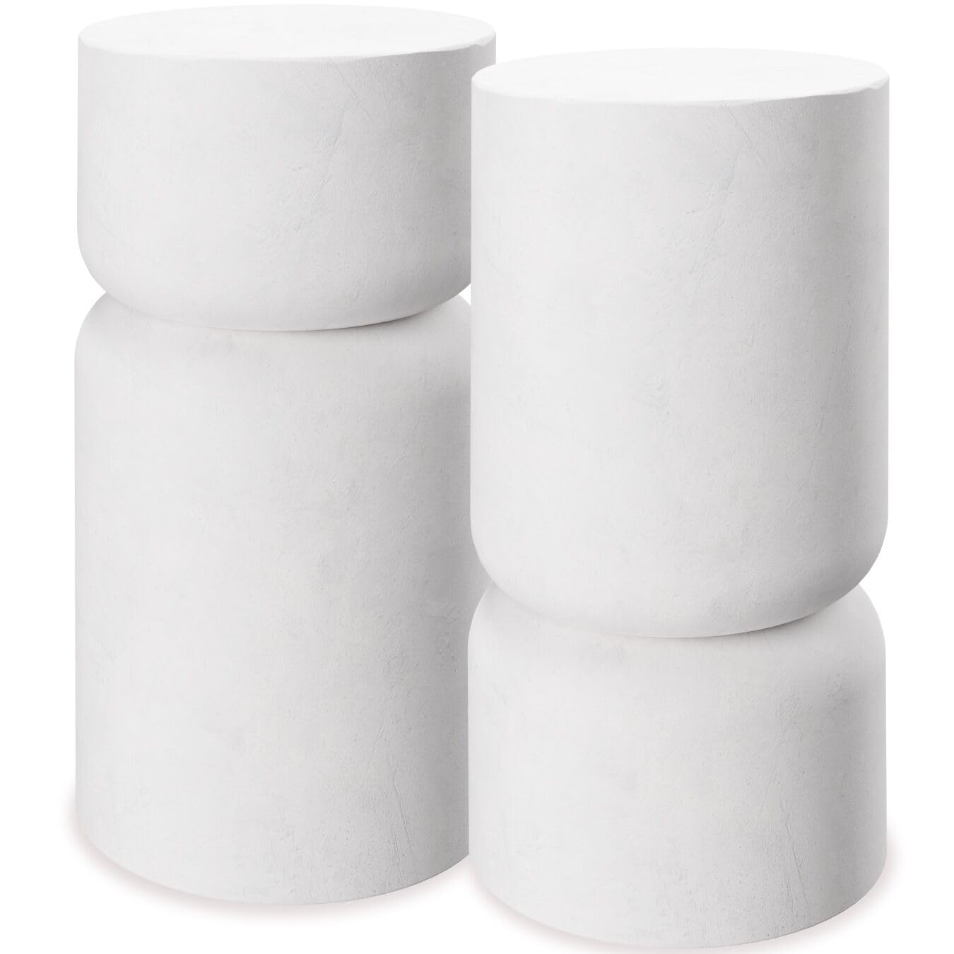tectake® Set di 2 Tavoli Rotondi da Giardino Design Elegante, Tavoli per Esterno e Interno, Tavoli da Giardino Resistenti agli Agenti Atmosferici, Tavolini da Salotto 28 x 54,5 cm - Bianco