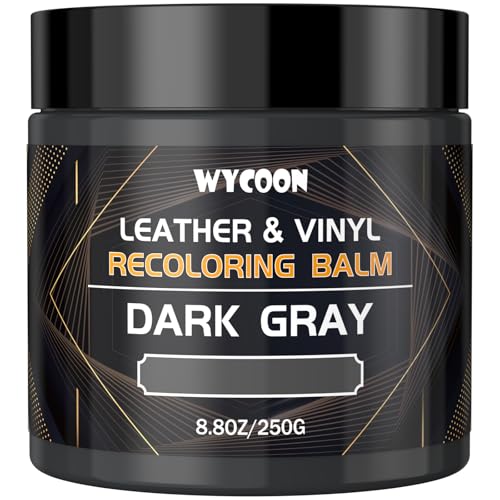 WYCOON Kit Riparazione Pelle Grigio Scuro - Tintura Liquida, Vernice e Crema Colorante per Divani, Mobili, Sedili Auto, Scarpe, Giacca| Ripristina Pelle Graffiata e Sbiadita