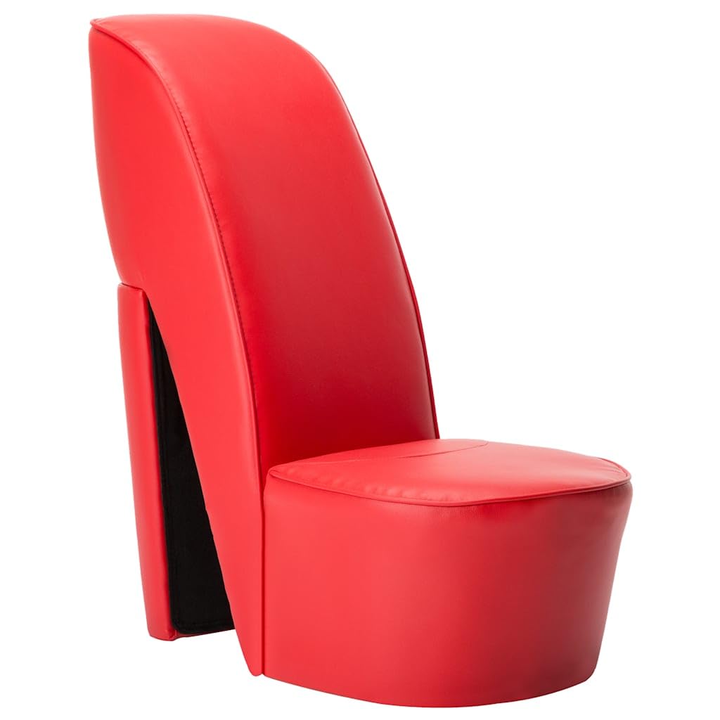 vidaXL Poltrona a Forma di Scarpa con Tacco Design Audace Moderna Comoda Imbottita Morbida Sedia Imbottita Arredo Casa in Similpelle Rossa