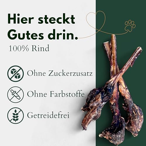 Ochsenziemer mit Fleischkeule 1kg Kausnack mit Keule Hundeleckerli natürlich Rind mit Zahnreinigung