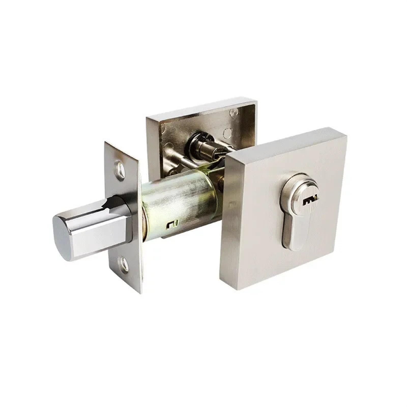Wtgyxfdhdt Silver Square Door Lock With Dead Bolt For Exterior Or Interior Doors(Silver)