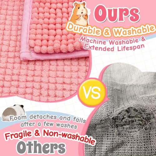 Guinea Pig Cage Liner, 4 PCS Washable Guinea Pig Bedding Fleece Mat, Reusable Pee Pads Mat for Small Animals, Reusable Bunny Rabbit Cage Liner Hamster Chinchilla Cage Accessories 16x12 Inch - Image 2