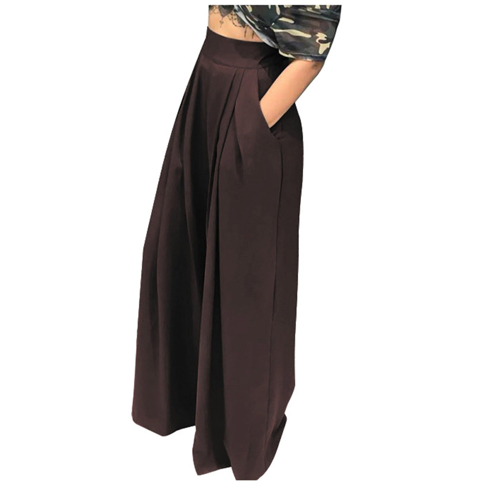 Womens Wide Leg Pants Relax Fit Baggy Flowy Palazzo Trousers Pleated High Waist Slacks Lounge Dressy Work Long