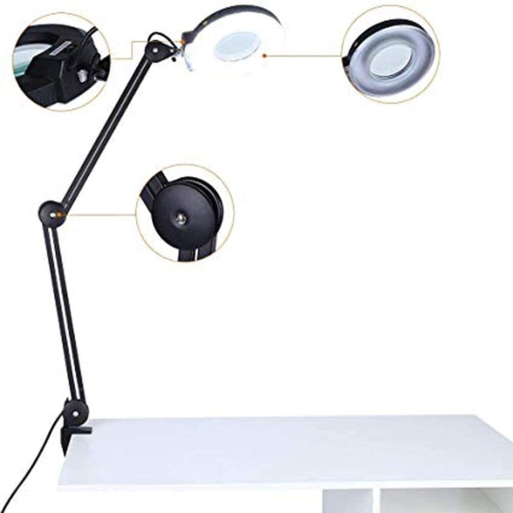 Lente d'ingrandimento con luce LED, braccio rotante regolabile, ingrandimento 5x per unghie e salone di tatuaggi