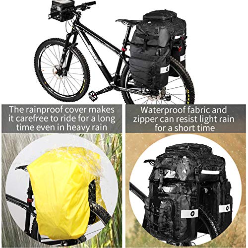 BAIGIO Fahrradtasche 3-in-1 Multifunction wasserdichte Gepäckträgertasche 75L Radfahren Gepäckträger Tasche hinten Fahrrad Rucksack Reisetasche mit Regenschutz, Herren