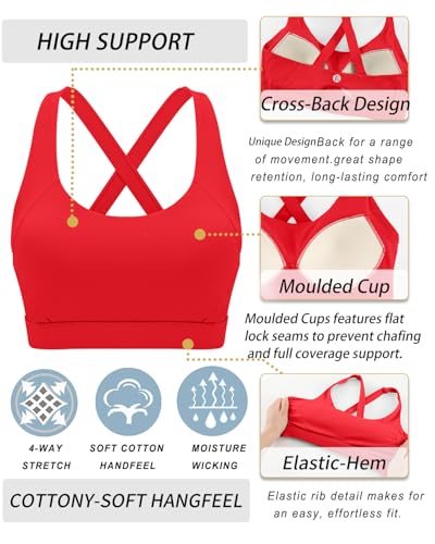 Image of RUNNING GIRL Sports Bra for Women High Support,Molded Cup Strappy Running Sports Bras with Sewn in Pads