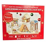 Gingerbread House Kit Mini Village – Set of 4 DIY Christmas Cookie Decorating Kits, Easy to Assemble Christmas Gingerbread Houses - Icing, Sprinkles & Candy Decorations Included