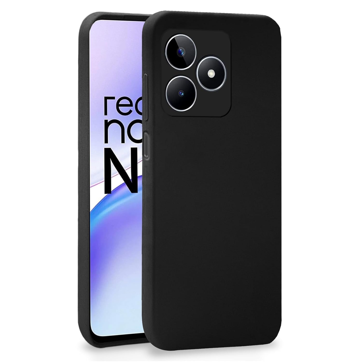 Pikkme Back Cover for Realme Narzo N53/Realme C53 | Slim Soft Matte Silicone Cover with Camera Protection & Shockproof Bumper Case (Black)