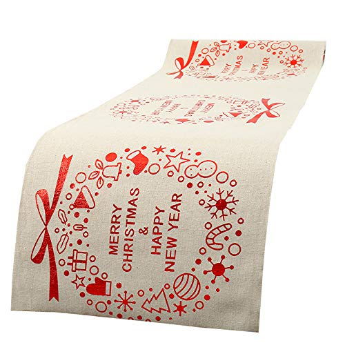 Surfmalleu Camino de Mesa de Navidad Tapetes Mantel Navidad Mesa Runner Decoración Lino Adorno para Fiesta Casa Hotel (C)