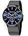 Produktbild MEGALITH Herrenuhr Schwarz Edelstahl Mesh, Armbanduhr Herren Dünne Analog Quarz Uhr Wasserdicht mit Datum, Klassische Elegantes Geschenke für Männer - Schwarz Blau