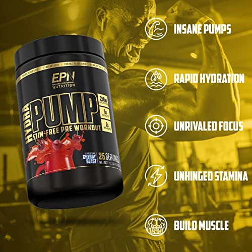 Hydrapump | #1 New Stim Free Pre Workout Powder W/ Nitric Oxide Booster, Electrolytes & Nootropics | Pumps, Focus, Stamina, Muscle Growth, Hydration, Caffeine Free & Non Stimulant - Cherry Blast #TOP3