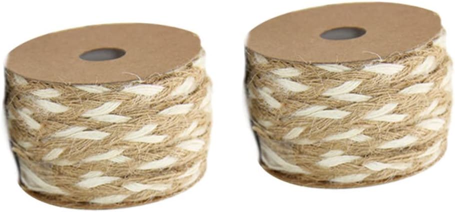 Operitacx 2PCS Double Color Hemp Rope Twine for DIY Crafts Decorative Packing String for Home and Garden Use Sturdy Wrapping Twine