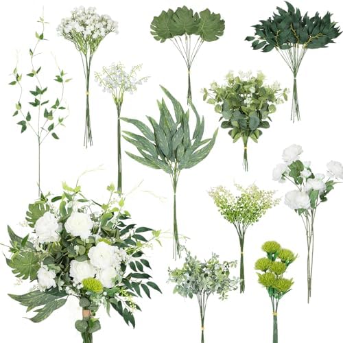 CEWOR Artificial Greenery Stems Box Set 45pcs with 13 Kinds