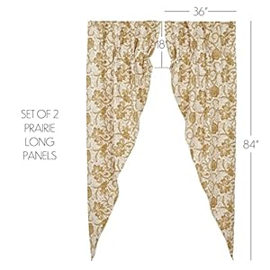 Vhc brands dorset farmhouse prairie curtain panels floral gold 84x36x18 set of 2  urban country home decor