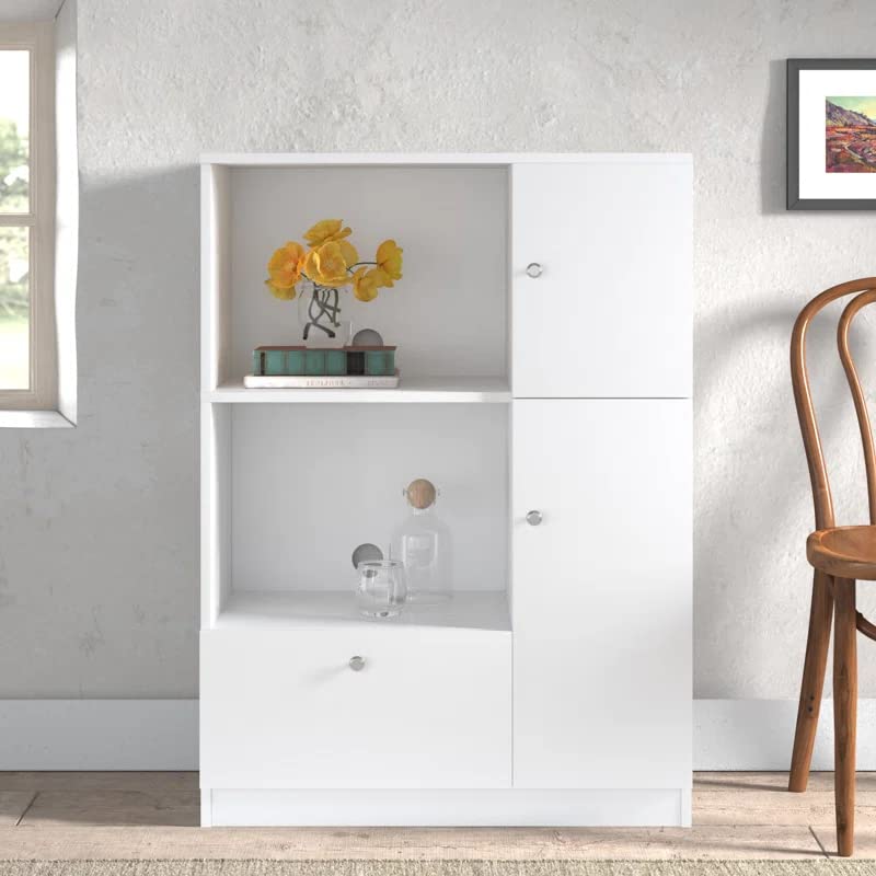 ABBAJI INTERIORS Engineered Wood Chest of Drawers- 3 Cabinets with door (White Color)-image-20