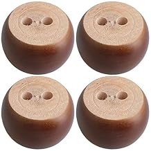 4pcs 40mm Height Brown Eucalyptus Wood Round Bun Furniture Feet Sofa Cabinet Couch Legs