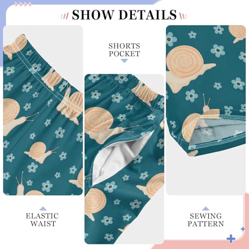 Snail Flowers Boys Long Pants Soft Trousers Elastic Waist Kids Lounge Bottoms with Pockets S-XL4