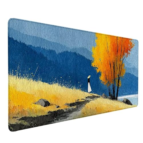 Tapis de souris XXL jaune idée cadeau femme élégant pour bureau et gamer