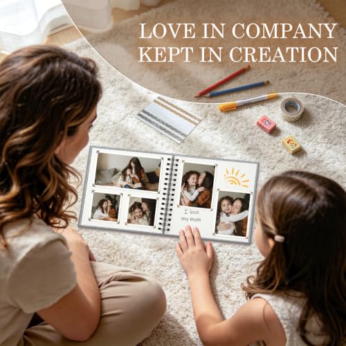 Álbum de fotos DIY Popotop de lino, 8x8 pulgadas, 60 páginas, tapa dura kraft, con ventana personalizable para fotos, ideal para álbumes de boda, bebé, viajes y aniversarios miniatura 5