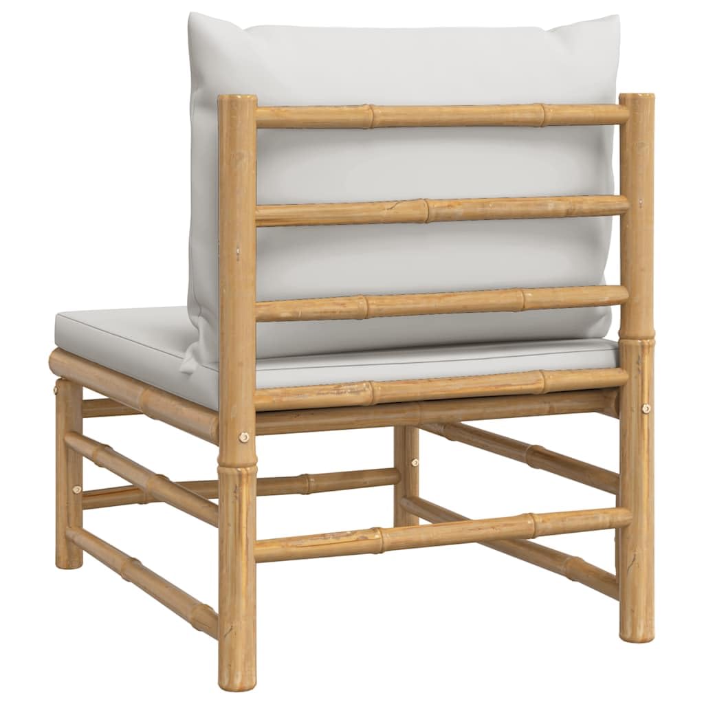 vidaXL Canapé Central de Jardin avec Coussins Gris Clair Bambou