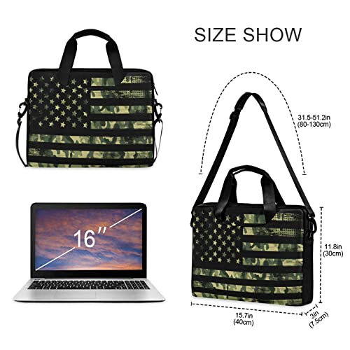 Usa American Flag Camo Laptop Sleeve Case 14 15.6 16 inch Computer Bag Men Women Briefcase Shoulder Strap Laptop Bag Messenger Notebook with Handle Boys Girls3