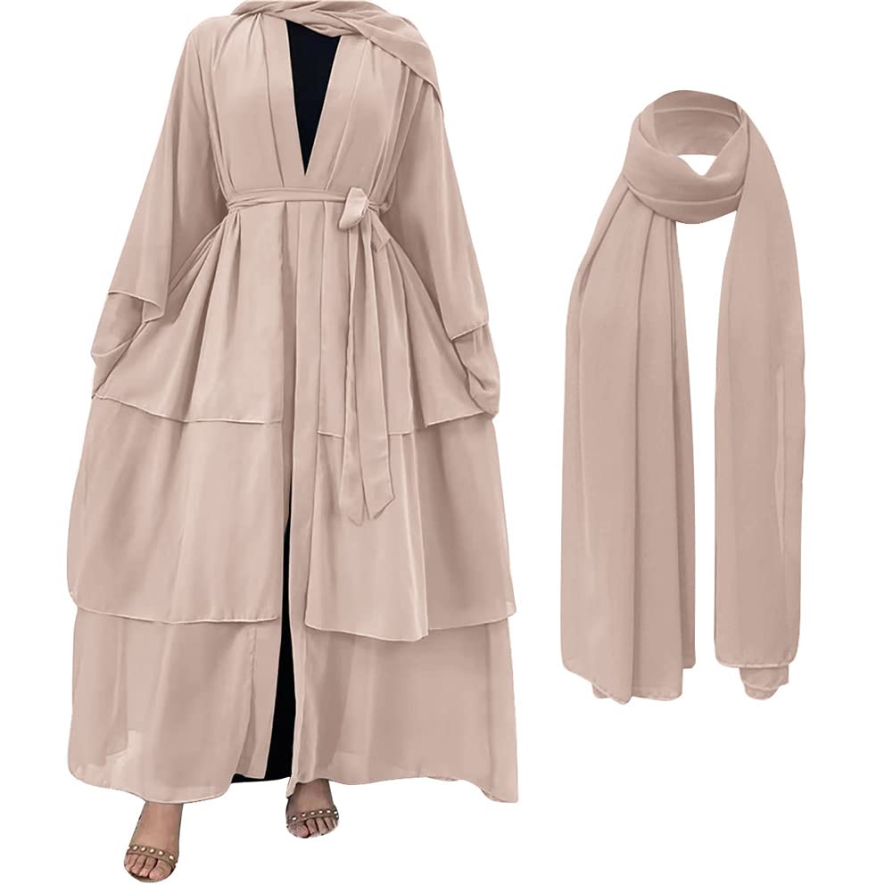 Abayas for Women Muslim Dubai Dress Solid Loose Fit Long Cardigan Islamic Kaftan Robe Open Front Maxi Length