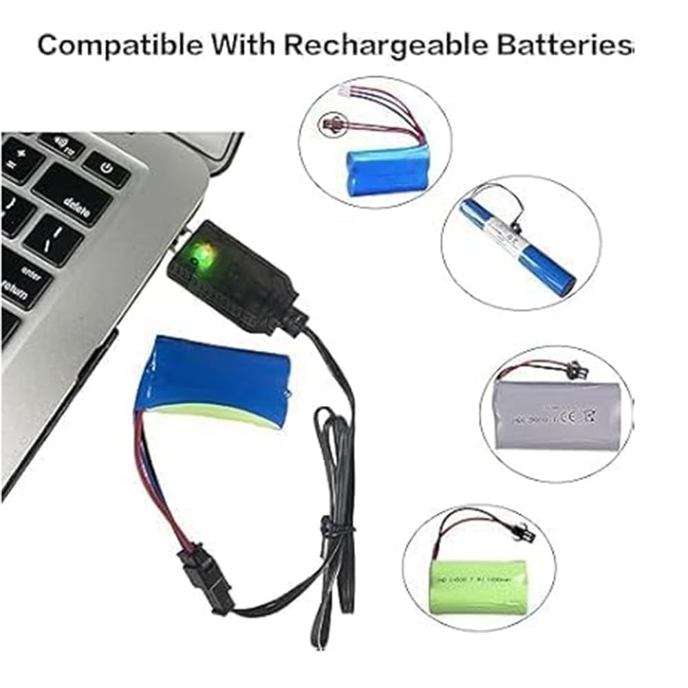 ElectroSys SM-2-Pin USB Charger Cable for RC Car, Drone, Plane, Tank | USB Battery Charging Wire for 3.7V Li-ion/LiPo Toys & Electronics | Multipurpose RC Cable Cord (Pack of 2) - Image 6 thumbnail